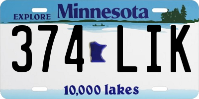 MN license plate 374LIK