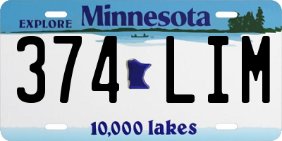 MN license plate 374LIM