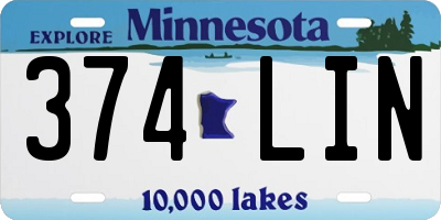 MN license plate 374LIN