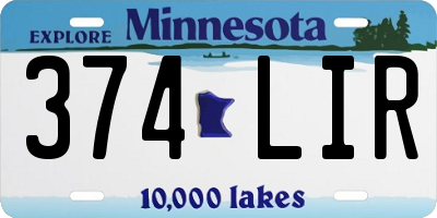 MN license plate 374LIR