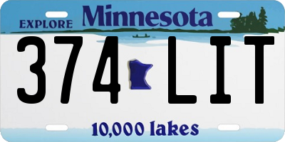 MN license plate 374LIT
