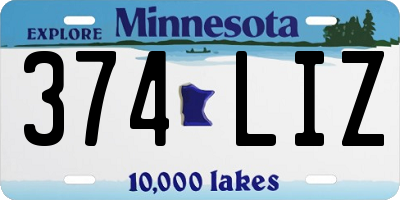 MN license plate 374LIZ