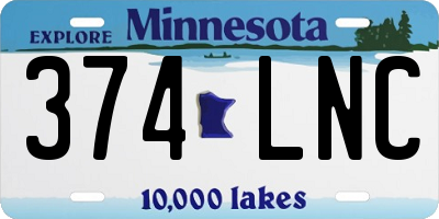 MN license plate 374LNC