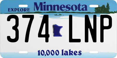 MN license plate 374LNP