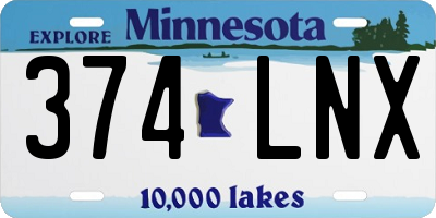 MN license plate 374LNX