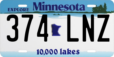 MN license plate 374LNZ