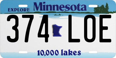 MN license plate 374LOE