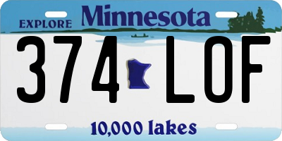 MN license plate 374LOF