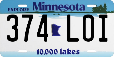 MN license plate 374LOI
