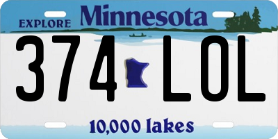 MN license plate 374LOL