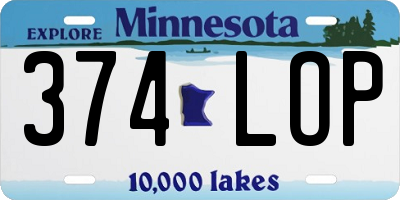 MN license plate 374LOP