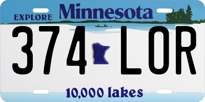 MN license plate 374LOR