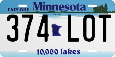 MN license plate 374LOT