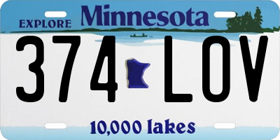 MN license plate 374LOV