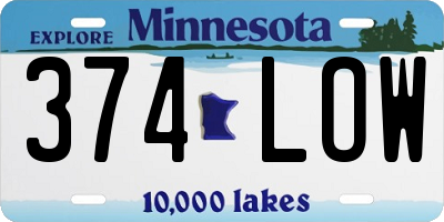 MN license plate 374LOW