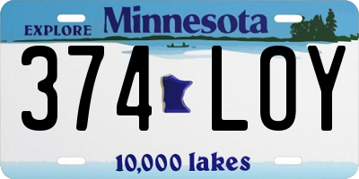 MN license plate 374LOY