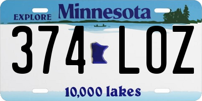 MN license plate 374LOZ