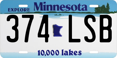 MN license plate 374LSB