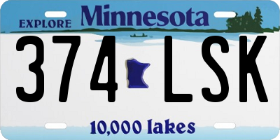 MN license plate 374LSK