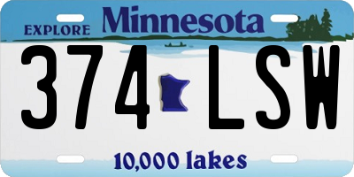 MN license plate 374LSW