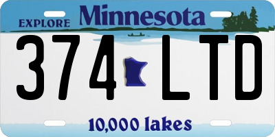 MN license plate 374LTD
