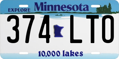 MN license plate 374LTO
