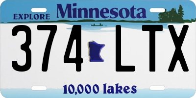 MN license plate 374LTX