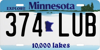 MN license plate 374LUB