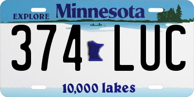 MN license plate 374LUC