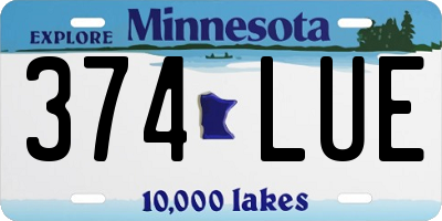 MN license plate 374LUE