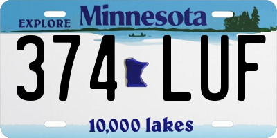 MN license plate 374LUF