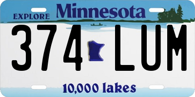 MN license plate 374LUM
