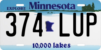 MN license plate 374LUP