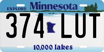MN license plate 374LUT