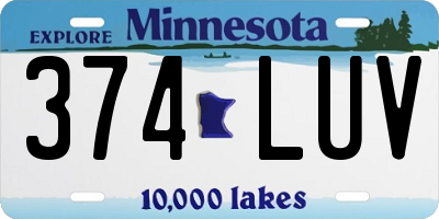 MN license plate 374LUV
