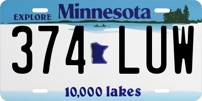 MN license plate 374LUW