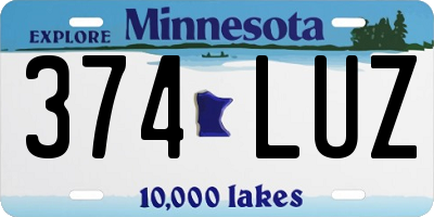 MN license plate 374LUZ