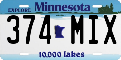 MN license plate 374MIX