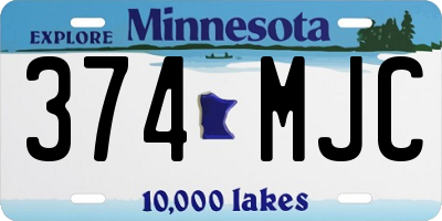 MN license plate 374MJC