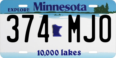 MN license plate 374MJO