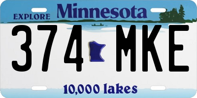 MN license plate 374MKE