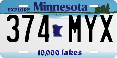 MN license plate 374MYX