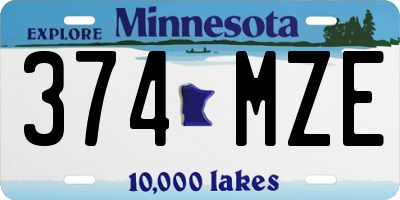 MN license plate 374MZE