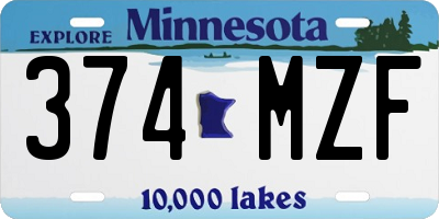 MN license plate 374MZF