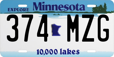 MN license plate 374MZG