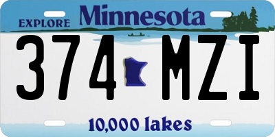 MN license plate 374MZI