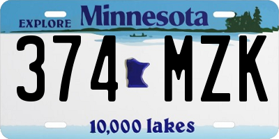 MN license plate 374MZK