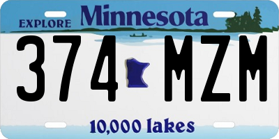 MN license plate 374MZM