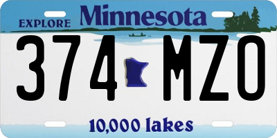 MN license plate 374MZO