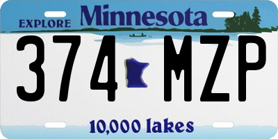 MN license plate 374MZP